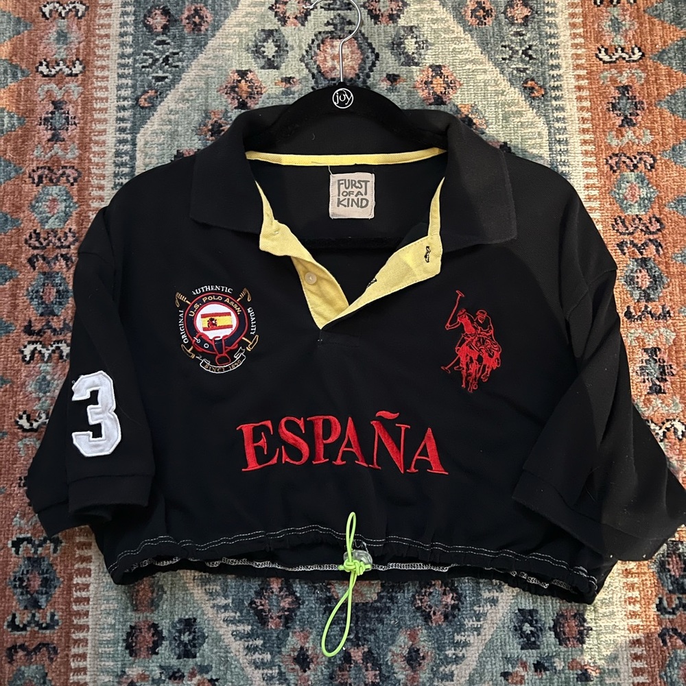 cropped black polo top from LF, one of a kind!!!